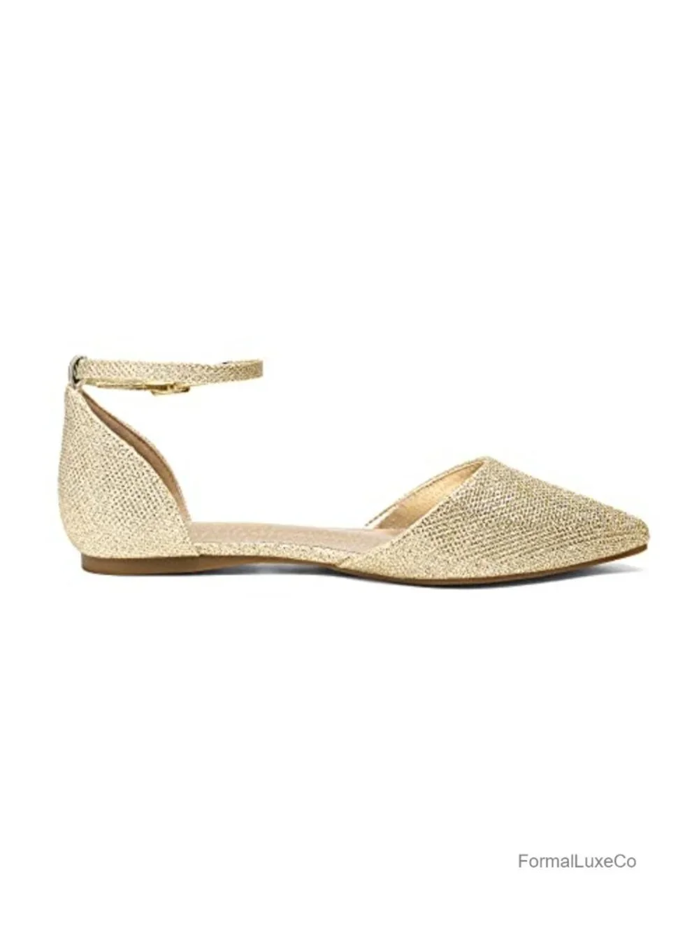 Women's Ballet Flats with Ankle Strap, Non-Slip TPR Sole, Lightweight, Pointed
